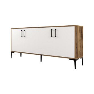 Dmora Aparador efecto madera nogal, blanco 180x35 cm