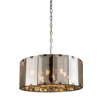 Loops Ceiling Pendant Light Gloss Slate Grey & Smoked Cut Glass 8 x 40W E14