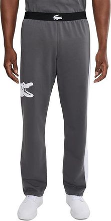 Lacoste Printed Fleece Loungewear Pants Mens Clothing Flagstone/Aphylla/White : XL (EUR 7), Cotton/Elastane/Polyester