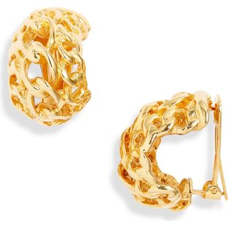 Kenneth Jay Lane Frozen Chain Huggie Earrings in Polished Gold at Nordstrom