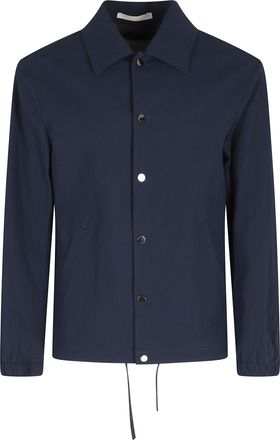 Paolo Pecora Blue Jacket Shirt Drawstring Cotton-Blend Jacket