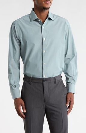 Vince Classic Button Front Long Sleeve Cotton Dress Shirt in Green at Nordstrom Rack, Size 15.5 - L