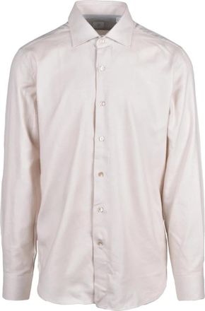 Eleventy Katoenen-Lyocell Shirt - Heren - Casual Overhemden - Beige - 4XL - Katoen - Overhemden