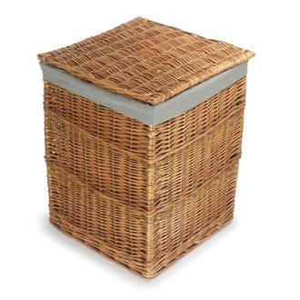 Red Hamper Light Steamed Large Square Laundry Basket with Grey Sage Lining