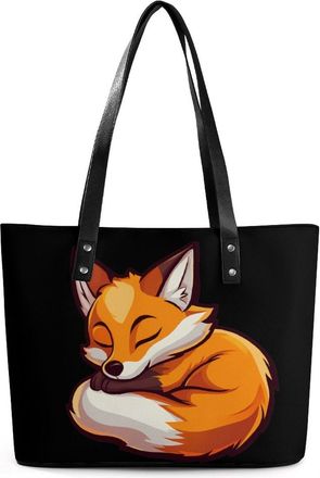 Generic Fox Sleeping Print Tote Bags for Women Cute Shoulder Purses Handbags