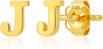 MAX + STONE 14k Yellow or White Gold Small Script Initial Letter Stud Earrings