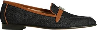 Kiton Denim en kalfsleerleren loafer - Dames - Loafers - Zwart - 39 EU - Leer - Schoenen