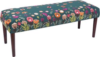 LR Home Lr Home Dahlia Velvet Floral Embroidered Handmade Accent Bench