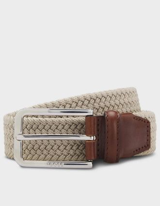 HUGO BOSS Mens BOSS Orange Clorio Mens Fabric Belt - Light Beige 270 - Brown - Size: W38