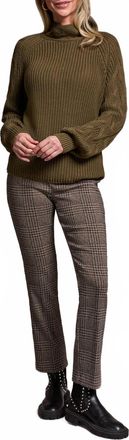Tribal Long Sleeve Cable Mock Neck Sweater In Ivy