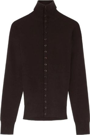 Christophe Lemaire Buttoned Fitted Cardigan - Dames - Vesten - Bruin - XS - Wol - Truien & Vesten