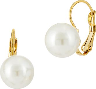 Savvy Cie Jewels 18K GOLD MOTHER OF PEARL LEVERBACK EARRINGS