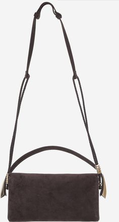 Benedetta Bruzziches Womens Suede Top-Handle Shoulder Bag Brown