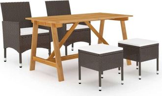 vidaXL Juego De Comedor De Jard&iacute;n De 5 Piezas Marr&oacute;n Vidaxl