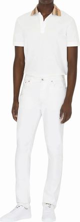 Burberry Mens Burberry Mens Polo Shirts Classic Check Collar Casual Cotton Golf Polo Tee - White - Size: 40