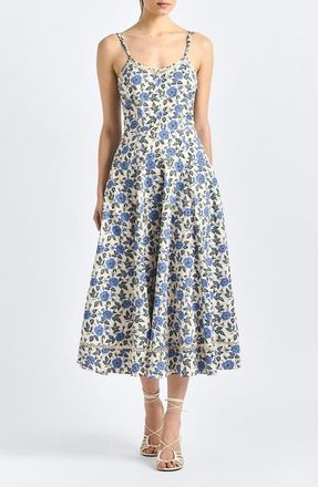 Derek Lam Adair Print Sleeveless Midi Dress in Blue Bell Floral at Nordstrom, Size 00