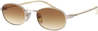 Prada 0PR Geometric Frame Silver Steel Sunglasses - Silver