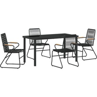 vidaXL Conjunto De Comedor De Jard&iacute;n 5 Pcs Negro Ratana De Pvc Vidaxl