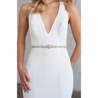 Brides & Hairpins Keva Crystal Sash in Silver at Nordstrom