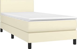 vidaXL Cama Box Spring Y Colch&oacute;n Led Cuero Sint&eacute;tico Crema 80x200 Cm Vidaxl