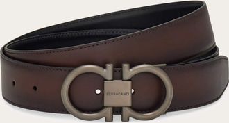 Ferragamo Men Reversible and adjustable Gancini belt Brown