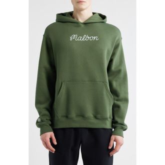 Malbon Golf Fesque Cotton Fleece Hoodie in Olivine at Nordstrom, Size Xx-Large