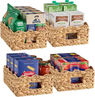 Best Choice Products 9x12 Scalloped Shelf Baskets, Woven Storage Bins, 4 Pack