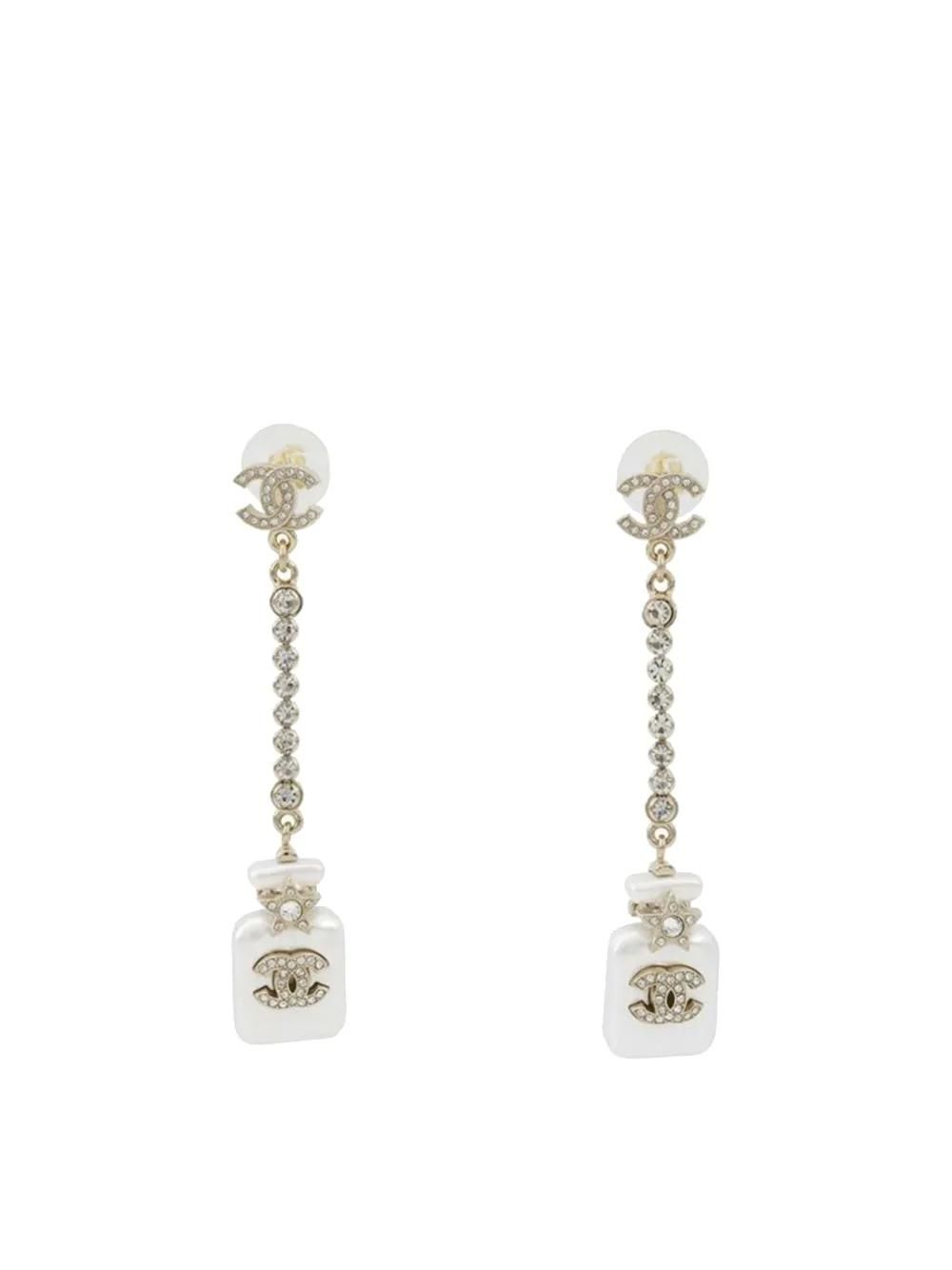 Boucles D'Oreilles Longues Or & Cristal - Marque Conbipel - Neuf Avec Étiquettes