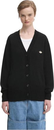 Fiorucci Angel Patch Merino Wol Cardigan - Dames - Vesten - Zwart - XS - Wol - Truien & Vesten