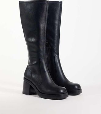 Asos Charlene stivali al ginocchio con tacco largo elasticizzati effetto calza neri-Nero