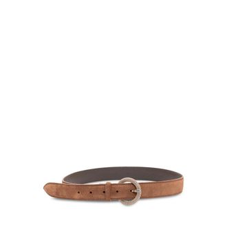 Orciani Belts, female, Brown, Size: 85 CM Round-buckle Belt