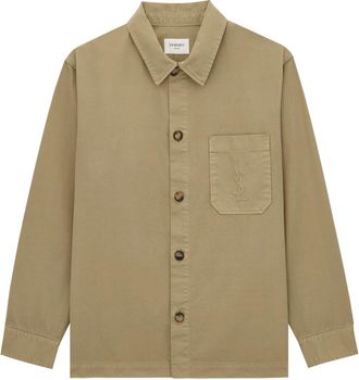 Saint Laurent Cassandre Overshirt - Heren - Casual Overhemden - Beige - L - Katoen - Overhemden