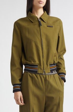 Marni Virgin Wool Bomber Jacket in 00V51Dusty Olive at Nordstrom, Size 10 Us