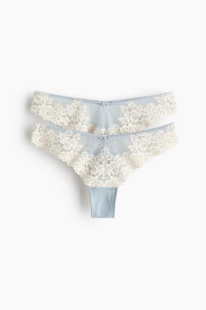 H&M 2er-Pack Brazil Slips aus Spitze - Blue