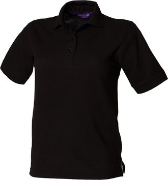 Henbury Womens Comfy Fit Stand Up Collar Short Sleeve 65/35 Polo Shirt Black 2XL