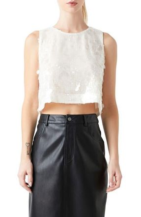 Grey Lab Sequin Crop Top in Nude at Nordstrom, Size Medium
