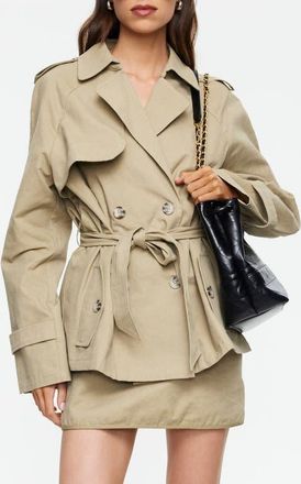Lioness Trencherous Crop Coat in Tan at Nordstrom, Size X-Large
