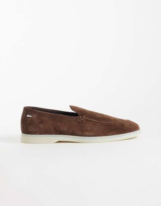B&eacute;lier mocassini in suede testurizzato marroni-Marrone