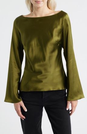 Reformation Marlow Silk Top in Moss Garden at Nordstrom, Size 4