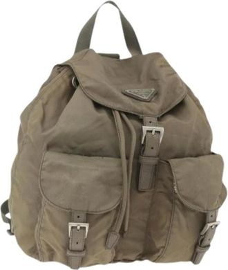 Prada Pre-owned Backpacks, female, Green, Size: ONE SIZE Pre-owned Vintage Nylon Backpack