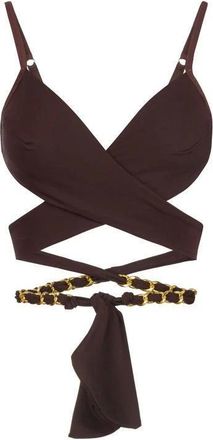 Elisabetta Franchi Ondergoed, Dames, Bruin, M, Crossover Sash Jersey BH