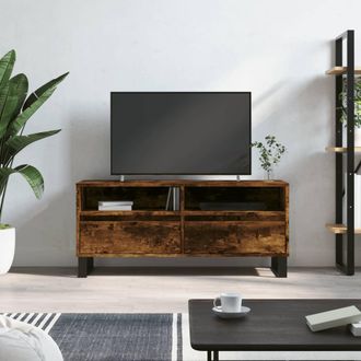 vidaXL Vidaxl - Mueble De Tv Madera Contrachapada Roble Ahumado 100x34,5x44,5cm