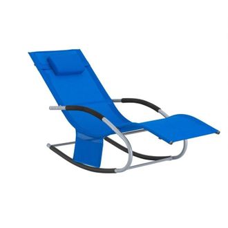 SoBuy Lettino Sdraio da Giardino a Dondolo - Sedia a Dondolo da Esterno in Textilene Blu Klein con Telaio in Metallo, 150x63x87cm, Lettino Prendisole per
