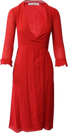 Reformation Wrap Dress in Red Viscose