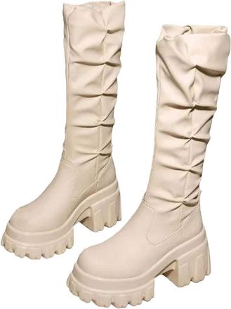 Generic Womens Suede Mid Calf Boots Slip On Rivet Riding Style Casual Footwear