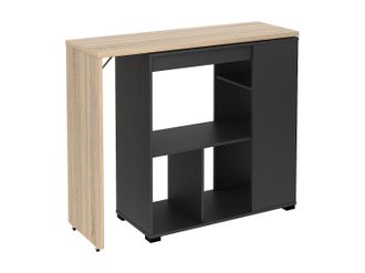 Vente-Unique Mueble de bar pivotante con compartimentos - Natural y antracita - SATURNE