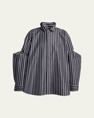 sacai Striped Poplin Oversized Button-Down Shirt