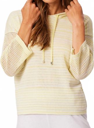 French Kyss Drawstring Hoodie Top In Yellow