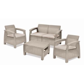 Keter set da giardino corfu lounge colore cappuccino, 4 posti