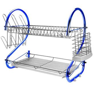 MegaChef 16 Inch Two Shelf Iron Wire Dish Rack in Blue at Nordstrom